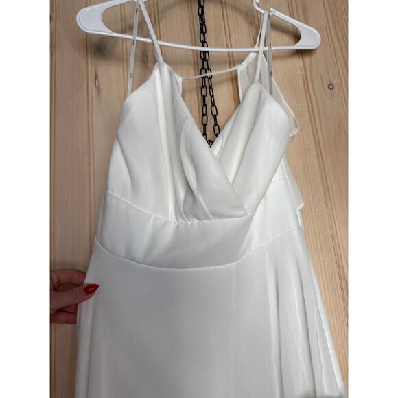 NWT Lulus Romantic Inspiration White Sleeveless Faux-Wrap Maxi Dress Wedding L - Picture 5 of 8